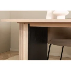 Bianca Ovalt spisebordssæt - Beige og Sort