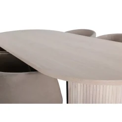 Bianca Ovalt spisebordssæt - Beige og Sort