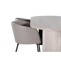 Bianca Ovalt spisebordssæt - Beige og Sort