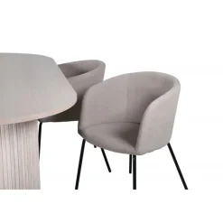 Bianca Ovalt spisebordssæt - Beige og Sort