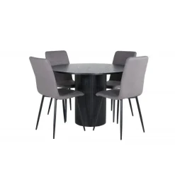 Bianca Rund Spisebordsæt - Sort og Grå