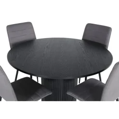 Bianca Rund Spisebordsæt - Sort og Grå