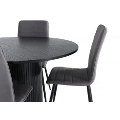 Bianca Rund Spisebordsæt - Sort og Grå