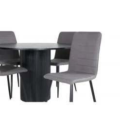 Bianca Rund Spisebordsæt - Sort og Grå