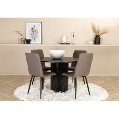 Bianca Rund Spisebordsæt - Sort og Grå