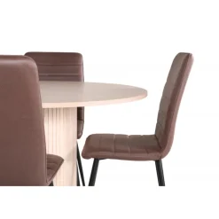 Bianca Rund Spisestuesæt - Sort og Brun og - Natur