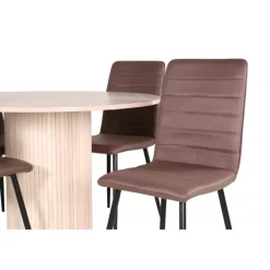 Bianca Rund Spisestuesæt - Sort og Brun og - Natur