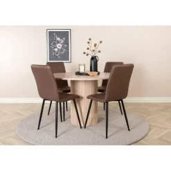 Bianca Rund Spisestuesæt - Sort og Brun og - Natur