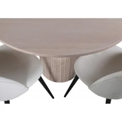 Bianca Rundt Spisebordssæt - Beige og Sort