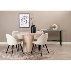 Bianca Rundt Spisebordssæt - Beige og Sort