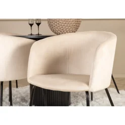 Bianca Rundt Spisebordssæt - Beige og Sort