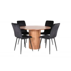 Bianca Rundt Spisebordssæt - Sort og Natur