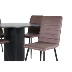 Bianca Rundt Spisebordssæt - Sort og Brun