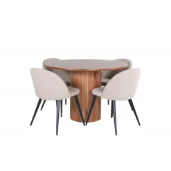 Bianca Rundt Spisebordssæt - Beige, Sort og Natur