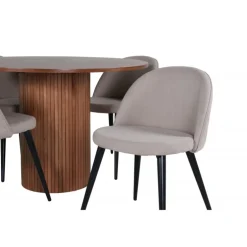 Bianca Rundt Spisebordssæt - Beige, Sort og Natur