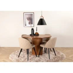 Bianca Rundt Spisebordssæt - Beige, Sort og Natur