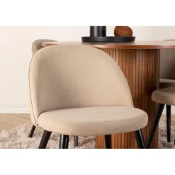 Bianca Rundt Spisebordssæt - Beige, Sort og Natur