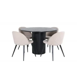 Bianca Rundt Spisebordssæt - Beige og Sort