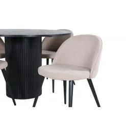 Bianca Rundt Spisebordssæt - Beige og Sort