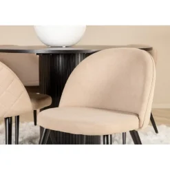 Bianca Rundt Spisebordssæt - Beige og Sort