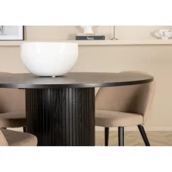 Bianca Rundt Spisebordssæt - Beige og Sort