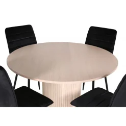 Bianca Rundt Spisebordssæt - Sort, Natur og Hvid