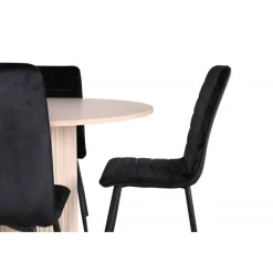 Bianca Rundt Spisebordssæt - Sort, Natur og Hvid