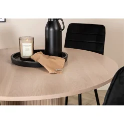 Bianca Rundt Spisebordssæt - Sort, Natur og Hvid