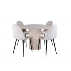 Bianca Rundt Spisebordssæt - Beige og Sort