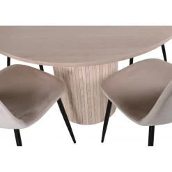 Bianca Rundt Spisebordssæt - Beige og Sort