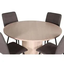 Bianca Rundt Spisebordssæt - Sort, Grå, Natur og Hvid