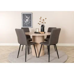 Bianca Rundt Spisebordssæt - Sort, Grå, Natur og Hvid