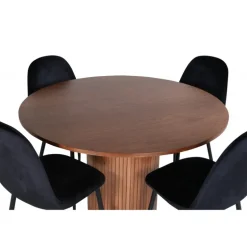 Bianca Rundt Spisebordssæt - Sort og Natur