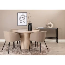 Bianca Rundt Spisebordssæt - Beige og Sort
