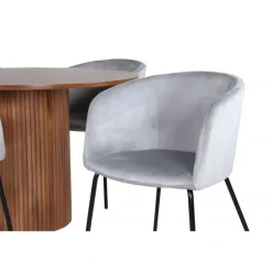 Bianca Rundt Spisebordssæt - Sort, Lysegrå og Natur