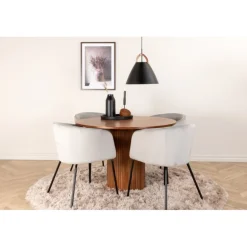 Bianca Rundt Spisebordssæt - Sort, Lysegrå og Natur