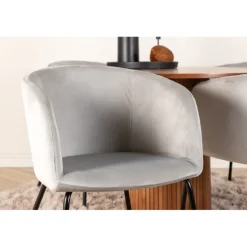 Bianca Rundt Spisebordssæt - Sort, Lysegrå og Natur