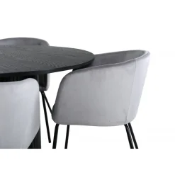 Bianca Rundt Spisebordssæt - Sort og Lysegrå