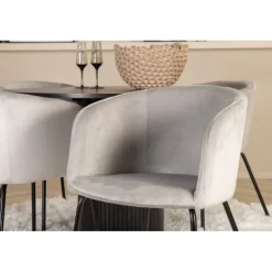 Bianca Rundt Spisebordssæt - Sort og Lysegrå