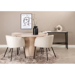 Bianca Rundt Spisebordssæt - Beige og Sort