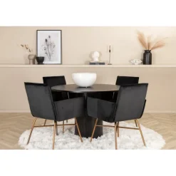 Bianca Rundt Spisebordssæt - Sort og Kobber