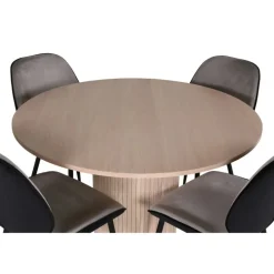 Bianca Rundt Spisebordssæt - Sort, Lysegrå, Natur og Hvid