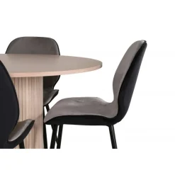 Bianca Rundt Spisebordssæt - Sort, Lysegrå, Natur og Hvid