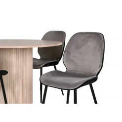 Bianca Rundt Spisebordssæt - Sort, Lysegrå, Natur og Hvid