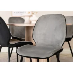 Bianca Rundt Spisebordssæt - Sort, Lysegrå, Natur og Hvid