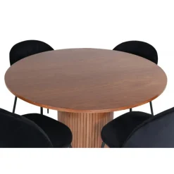 Bianca Rundt Spisebordssæt - Sort og Natur