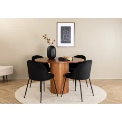 Bianca Rundt Spisebordssæt - Sort og Natur