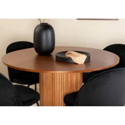 Bianca Rundt Spisebordssæt - Sort og Natur