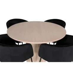 Bianca Rundt Spisebordssæt - Sort, Natur og Hvid