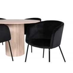 Bianca Rundt Spisebordssæt - Sort, Natur og Hvid